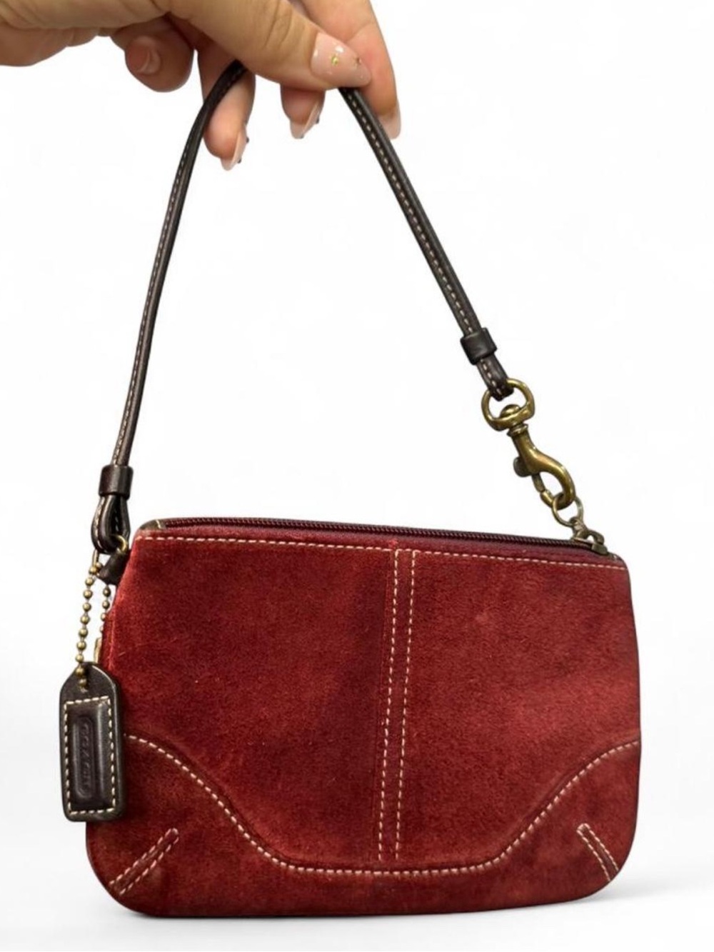 vintage coach burgundy red suede soho hobo wristlet / mini bag 🍷 - Picture 2 of 9